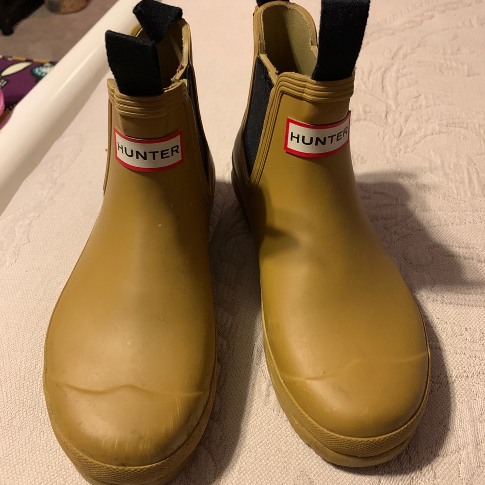 Mustard yellow ankle rain boots